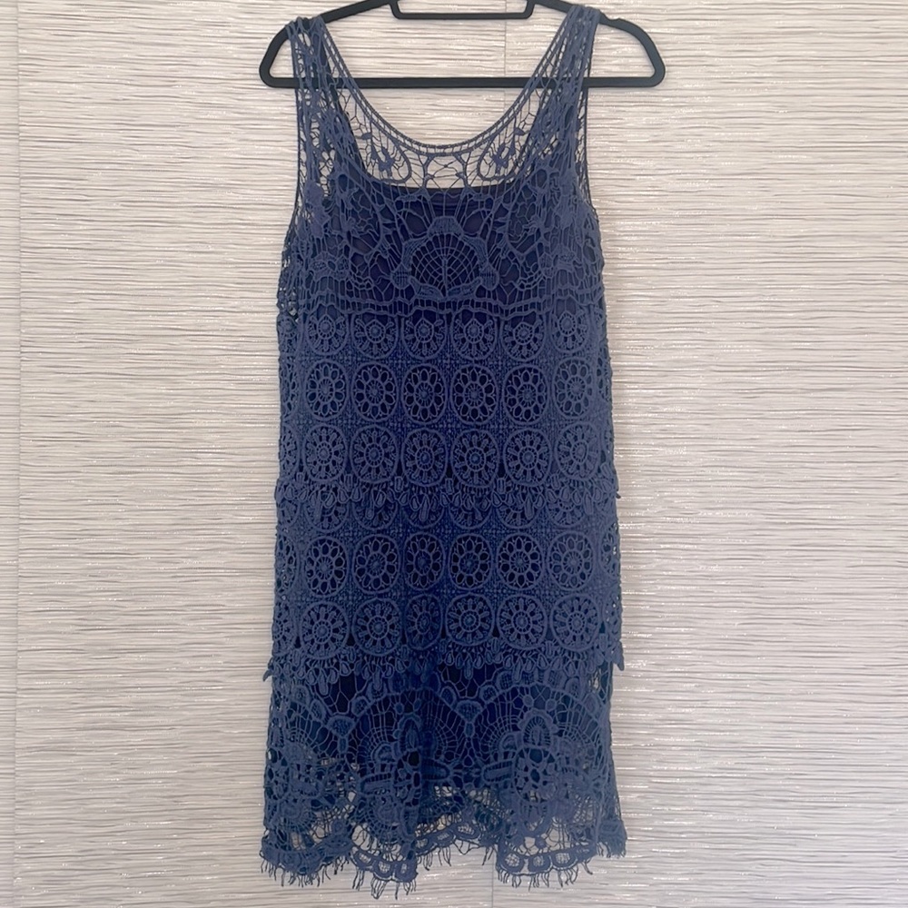 Navy Lacy Sleeveless Minidress